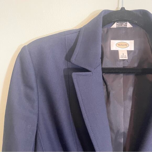 Talbots Women's Navy Blue Notch Lapel Collar Long Sleeve Blazer Jacket Size 8 - Picture 5 of 14